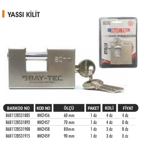 BAYTEC ASMA KİLİT YASSI 90MM