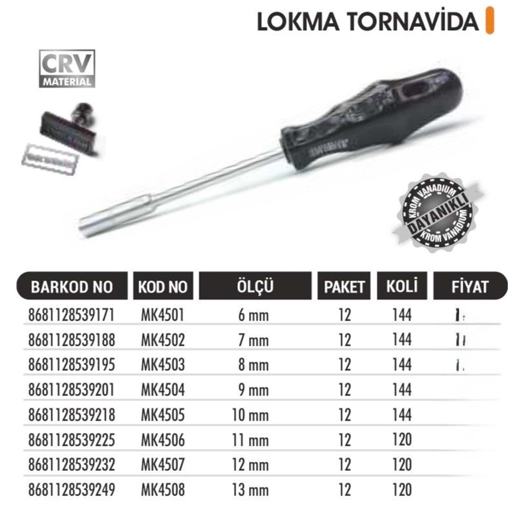 BAYTEC LOKMA TORNOVİDA 10MM MK4505