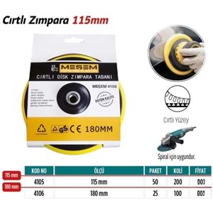 MEŞEM DİSK ALTI CIRTLI 180MM MŞM4106
