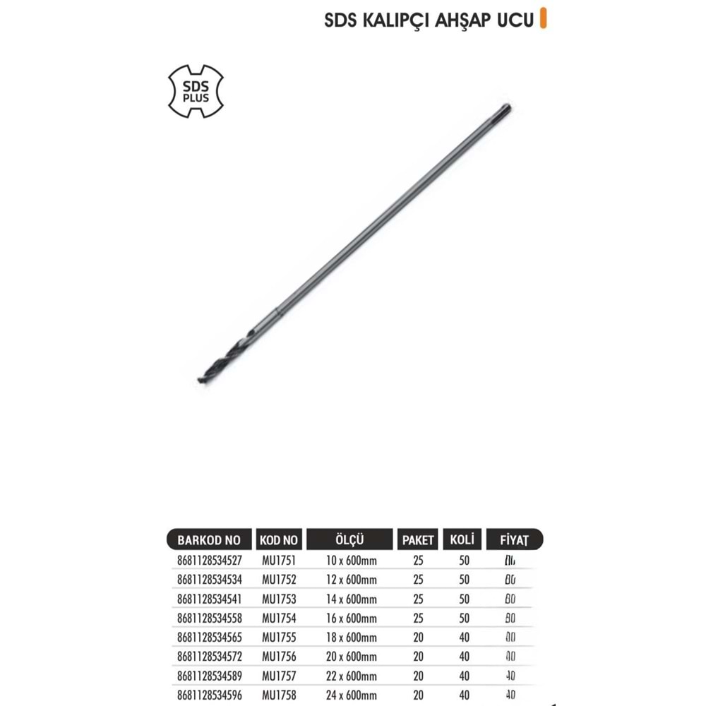 BAYTEC MATKAP UÇ KALIPÇI AHŞAP 12*600MM MU1752