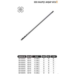 BAYTEC MATKAP UÇ KALIPÇI AHŞAP 12*600MM MU1752