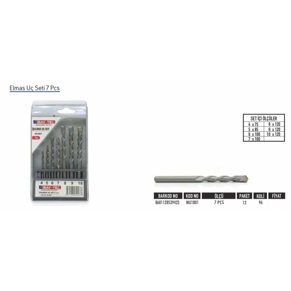 BAYTEC ELMAS UÇ SETİ 7PCS