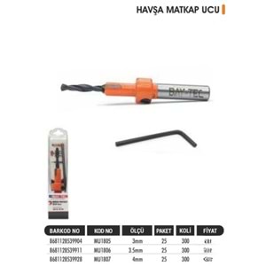 BAYTEC MATKAP UCU HAVŞA BAŞLI 3MM MU1805