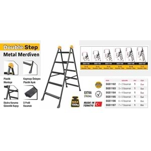 SGS MERDİVEN METAL DOUBLE STEP 2+2 SGS1182
