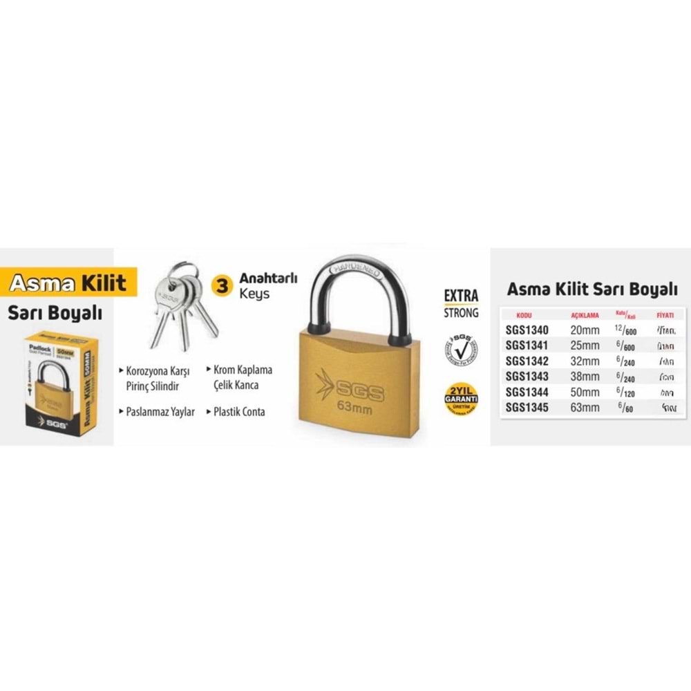 SGS ASMA KİLİT SARI BOYALI NO 20 (P6)