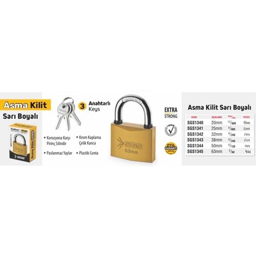 SGS ASMA KİLİT SARI BOYALI NO 20 (P6)