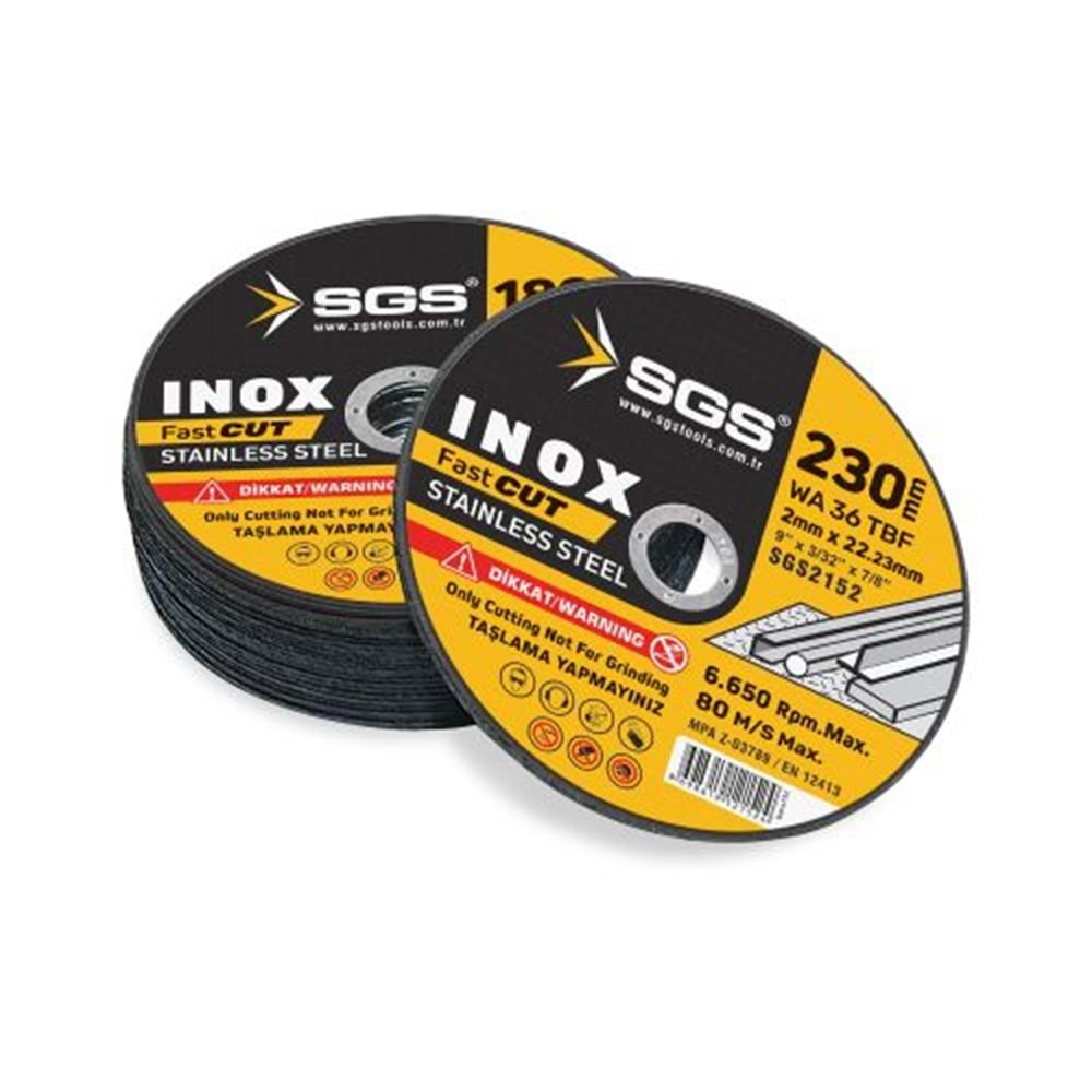 SGS KESİCİ TAŞ 230LUK İNOX 1.9MM