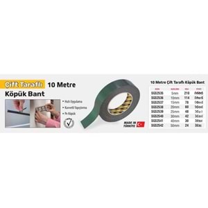 SGS ÇİFT TARAFLI KÖPÜK BANT 50MM*10MT