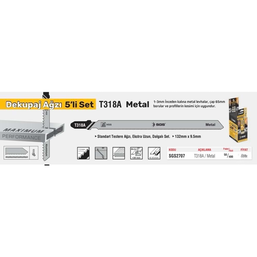 SGS DEKOBAJ AĞZI METAL T318A SGS2707