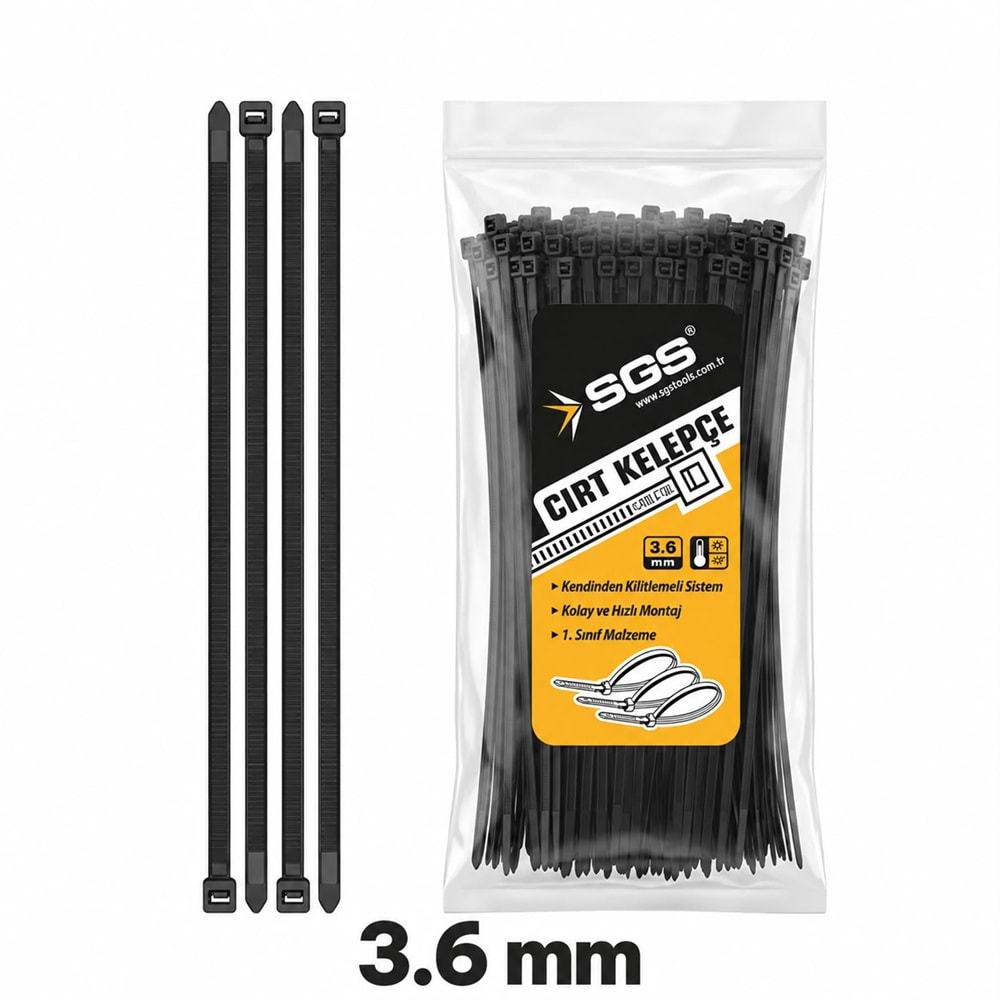SGS KABLO BAĞI 3.6X200 -SİYAH-