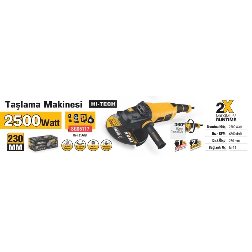 SGS- İZMİRİLLO TAŞLAMA 230MM 2500WATT