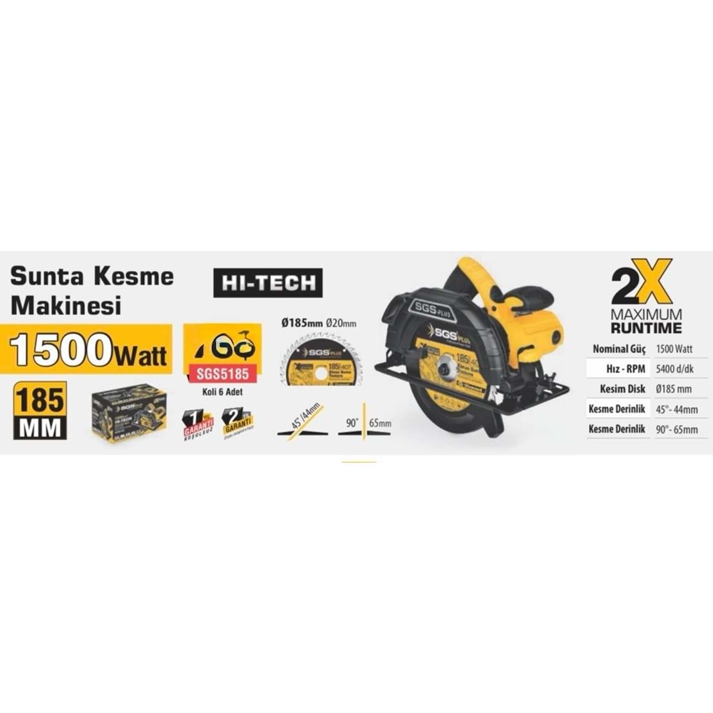 SGS- SUNTA KESME MAKİNE 185MM 1500 WATT