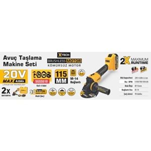 SGS- İZMİRİLLO TAŞLAMA AVUÇ PİLLİ 20V 4AH (2 PİLLİ)