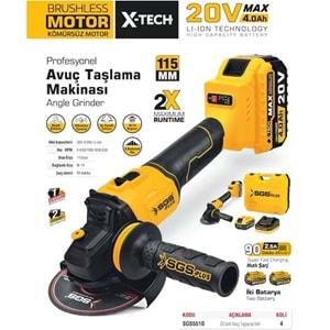 SGS- İZMİRİLLO TAŞLAMA AVUÇ PİLLİ 20V 4AH (2 PİLLİ)