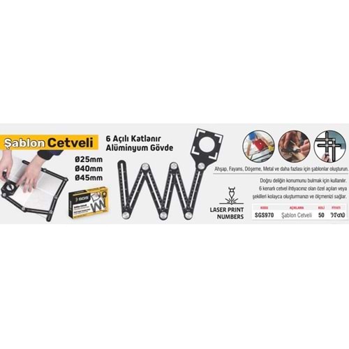 SGS ŞABLON CETVELİ 6 AÇILI SGS970